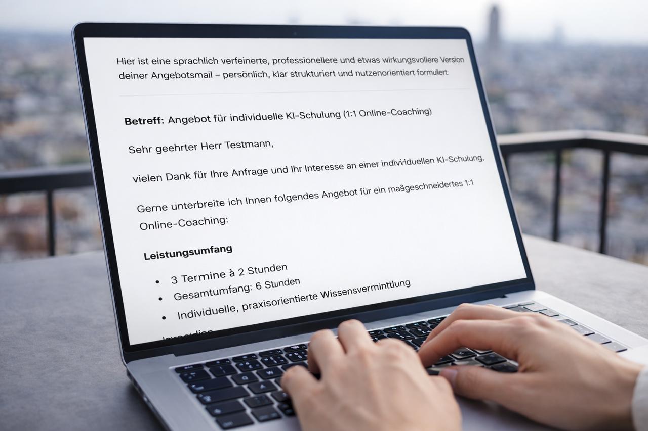 ChatGPT schreibt ein professionelles Angebot