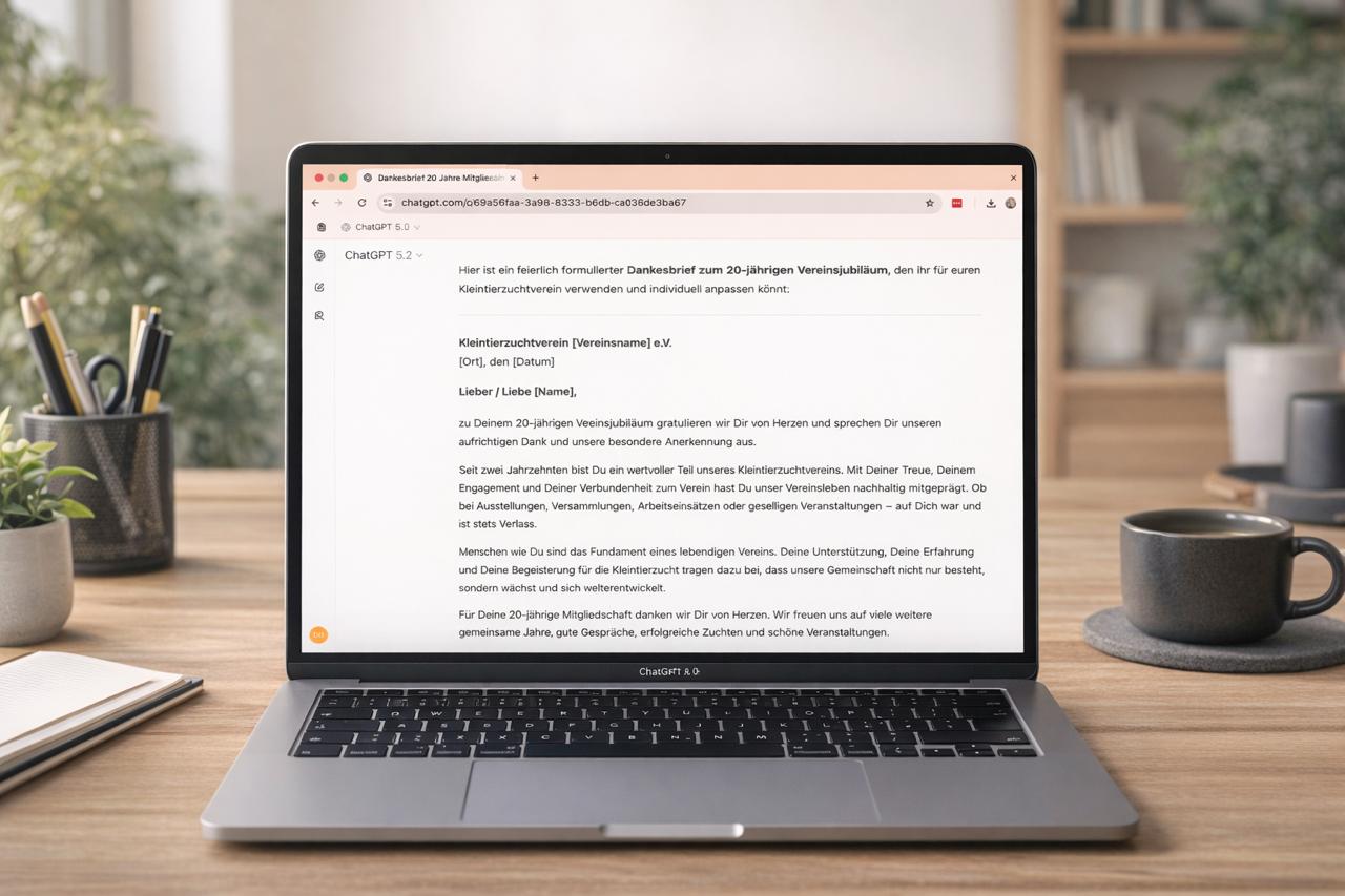 ChatGPT erstellt einen Dankesbrief
